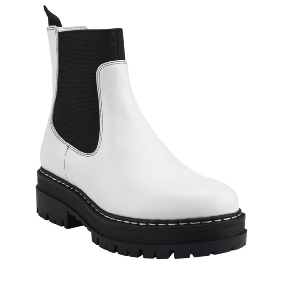 Marc Fisher Patrick Chelsea Slip On Leather Moto Boot Combat Lug Sole 8.5 #645 - Picture 1 of 9